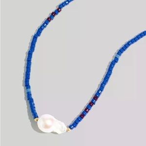 Madewell Freshwater Baroque Pearl Beaded Necklace - Faded Indigo